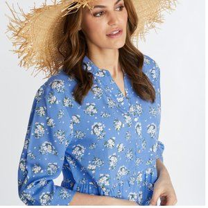 NWT Badgley Mishka Blue lyocell Floral Blue Tiered Dress Size Medium Cottagecore